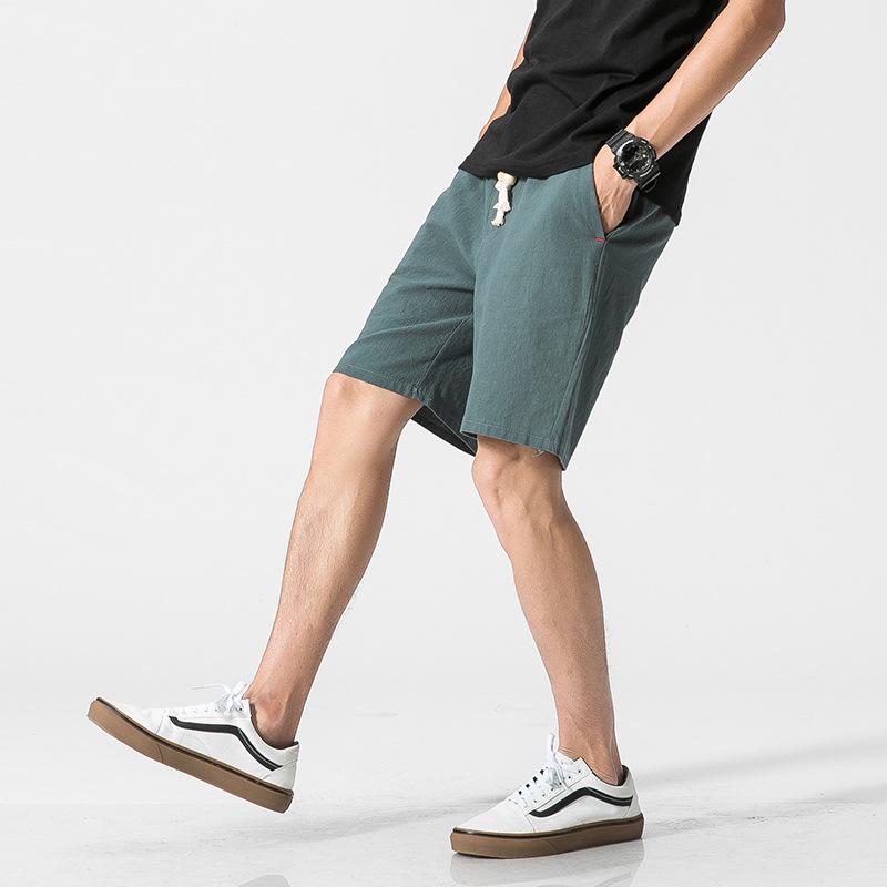 Men's Retro Loose Fit Cotton Linen Shorts - Solid Color, Plus Size, Casual Beachwear 2021