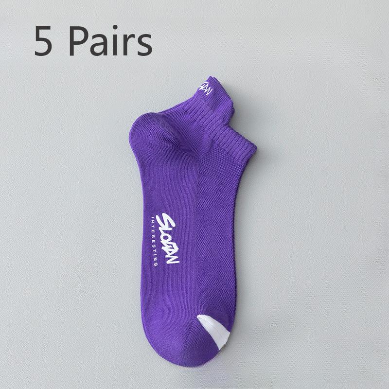 

5 пар мужских летних тонких хлопковых носков Beri Beri, впитывающих пот, антисептических 5 Pairs фиолетовый