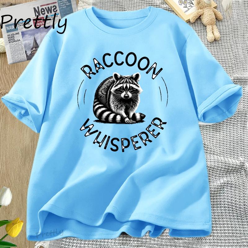 Funny Animal Lover T Shirt Raccoon Whisperer Wildlife TShirt Casual Oneck Round Collar ShortSleeve Couple White Top Tees