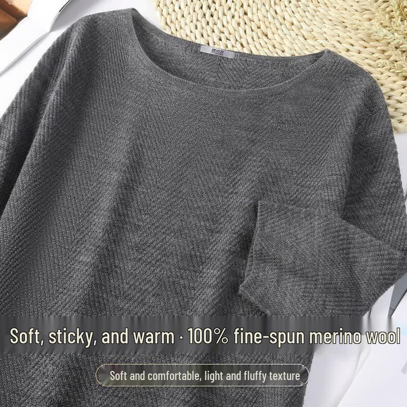 SNOWFLYING Women's 100% Merino Wool Round Neck 3/4 Sleeve Pullover Sweater