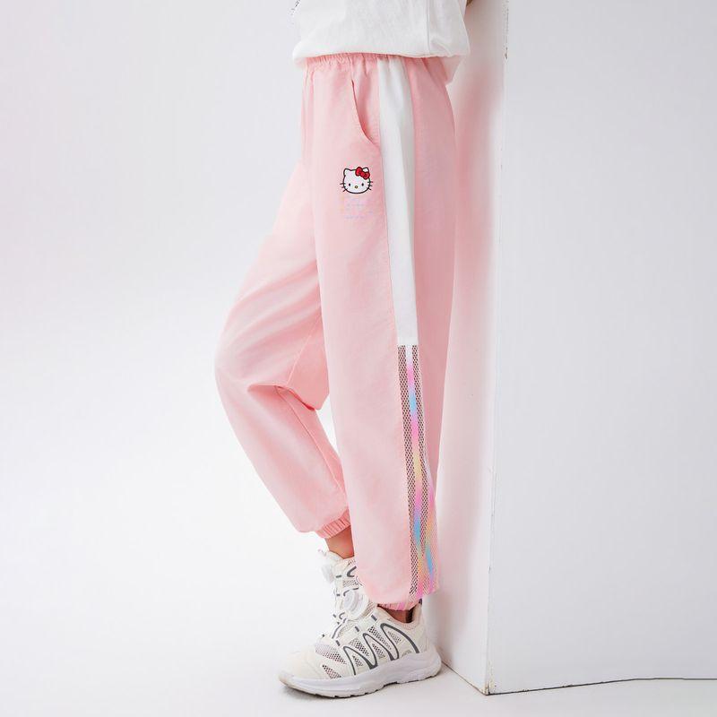 Hello Kitty Girls' Anti-Mosquito Pants Summer 2024 New Lightweight Loose Casual Pants Children's Summer Long Pants