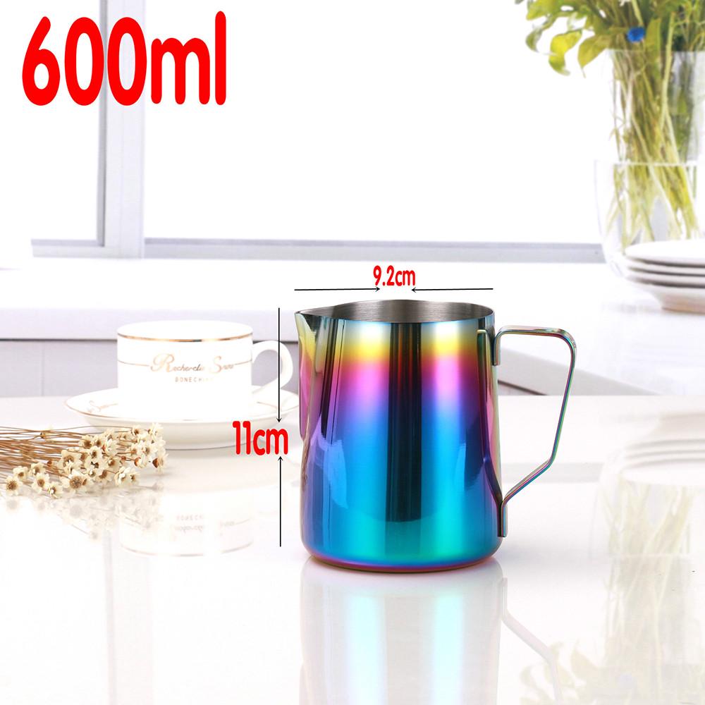 20OZ Colorful Stainless Steel Frothing Pitcher Pull Flower Cup Espresso Cappuccino Art Pitcher Jug Milk Frothers Mug Coffee Tool