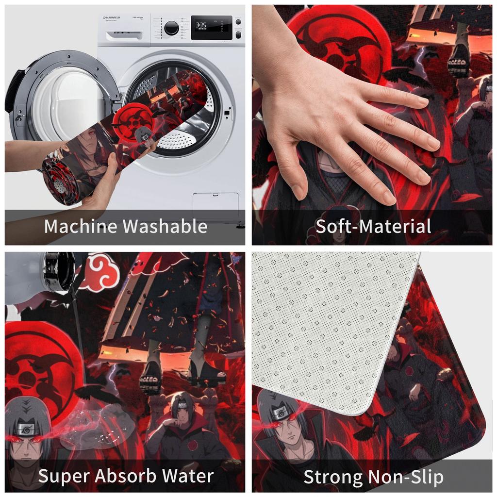 Anime Narutos Uzumaki Itachi Front Door Mat Anti-Slip Indoor Waterproof Doormat Living Room Entrance Rug Carpet