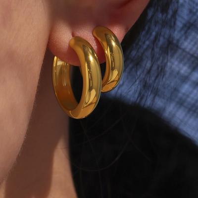 Nivora 18K Gold Plated Polished Smooth Women Hoop Earrings High Quality Stainless Steel Hypoallergenic Earring For Women Jewelry