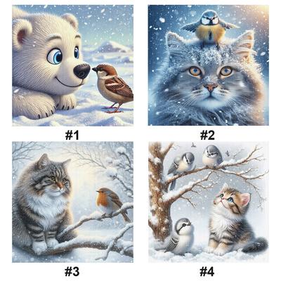 Winter Animal Printed Cross Stitch Kit DIY 11CT Embroidery Craft Set Home Decor