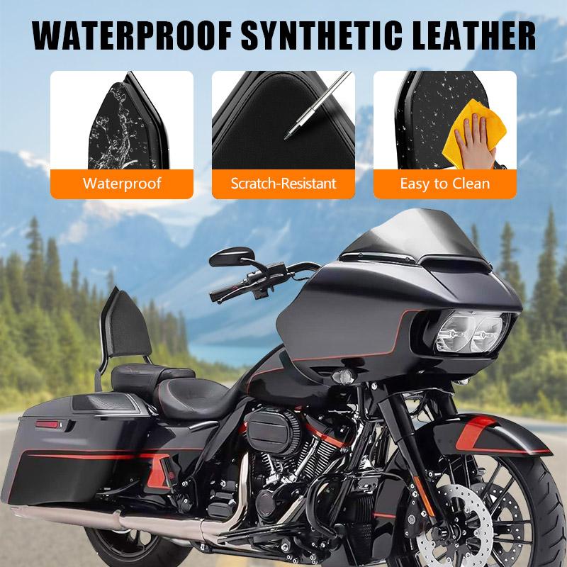 14" Motorcycle Black Sissy Bar Detachable Rear Passenger Backrest For Harley CVO Road Glide Street Glide Touring Road King 09-up