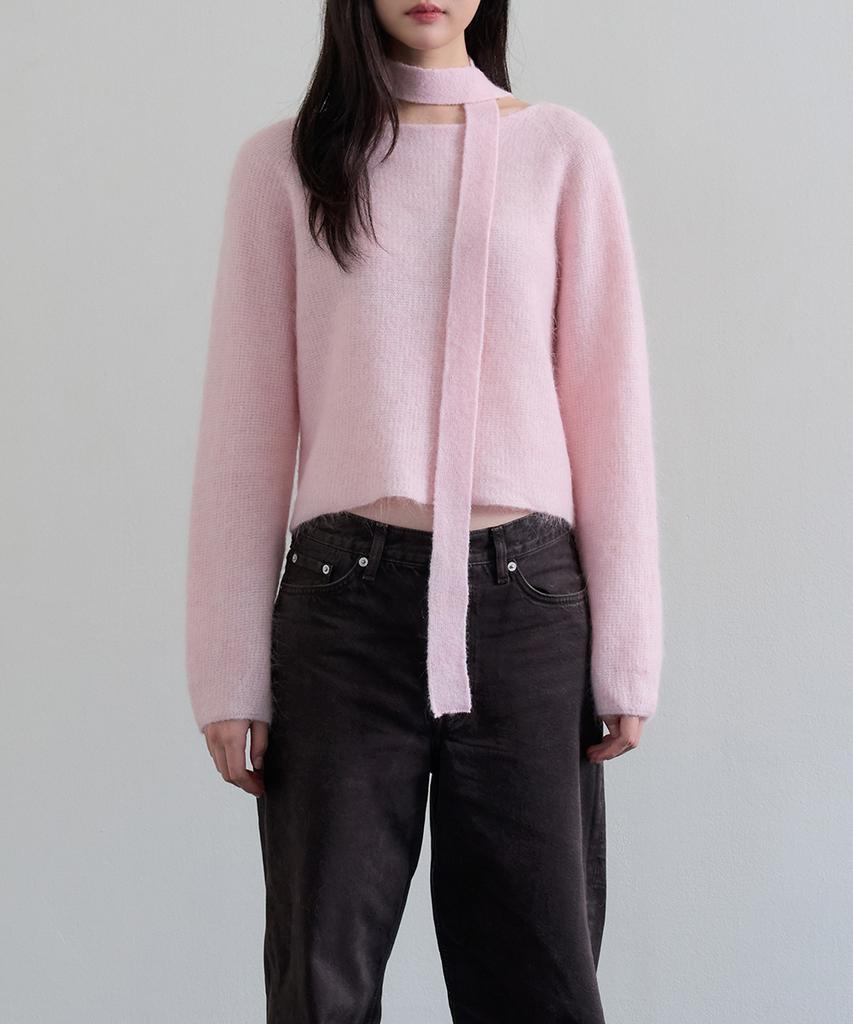 KNOWING Alpaca Muffler Knit (Pink)