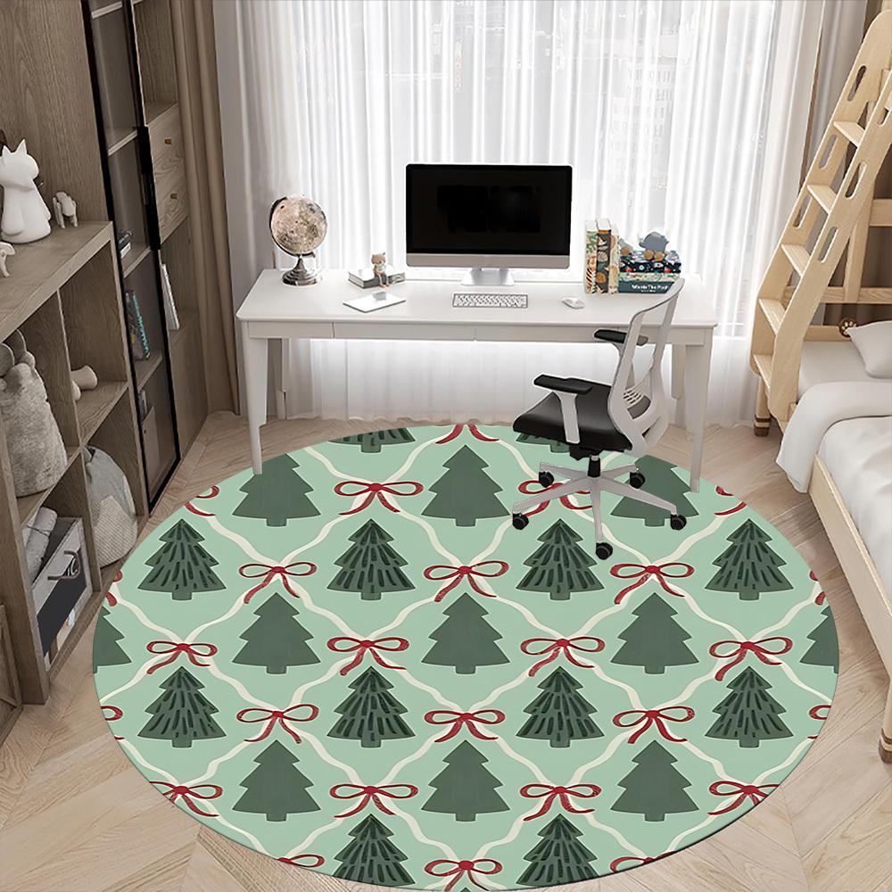 1pc Christmas Wrapping Office Round Rug, Non-slip, Soft and Durable Office Rug for Interior Decoration, Perfect for Office, Beautiful Decoration Yy260