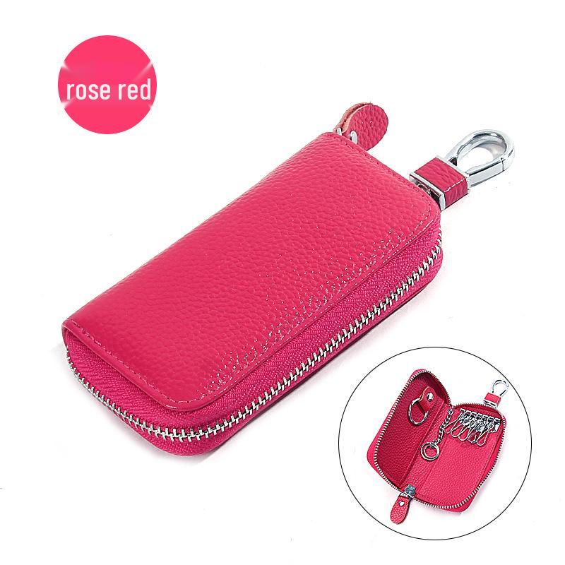 Genuine Leather Car Key Bag - Women's/Men's Waist-Hanging Zipper Key Case