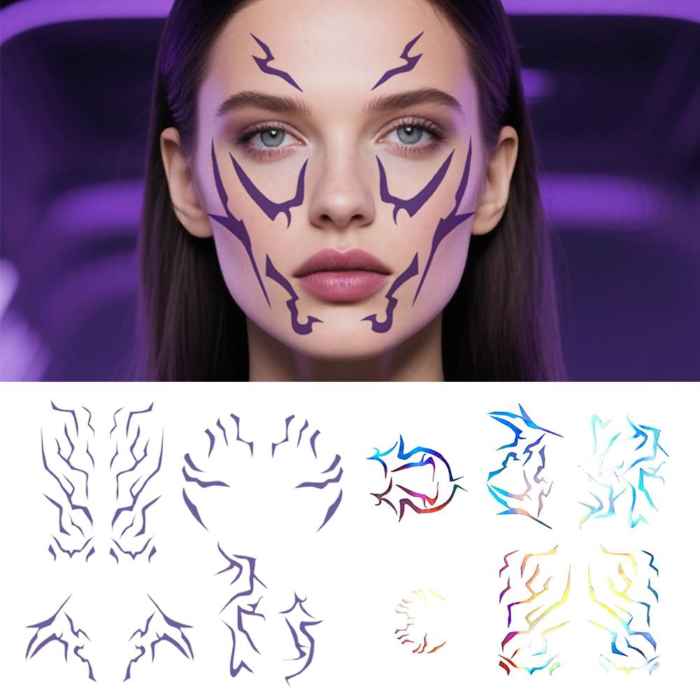 Group Girls Demons Cosplay Purple Tattoo Sticker Temporary Tattoo Cartoon Hunters Costume Accessories Halloween Suit Props