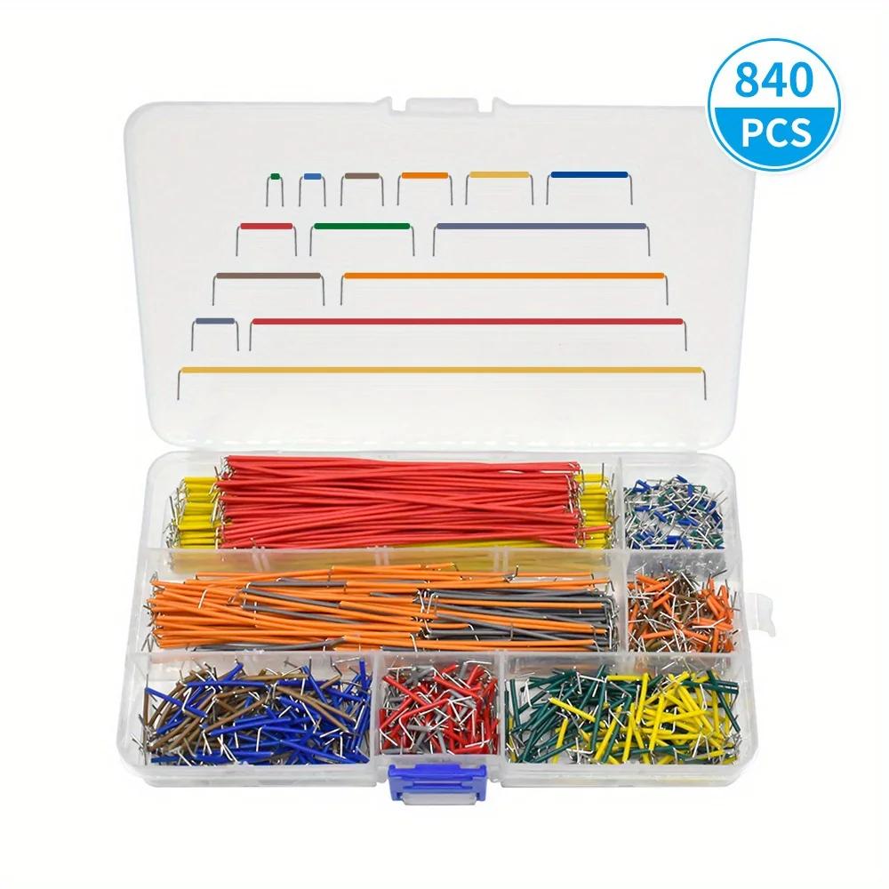 140/560/840pcs U-shaped Solderless Breadboard Jumper Cable Wire Kit with 1pc Anti-Static Tweezers ESD-10, for PCB Circuit board