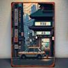 Classic Japanese Street Scene Illustration Exquisitely Depicting the Vibrancy of Busy Urban Streets Ideal Decor for Homes