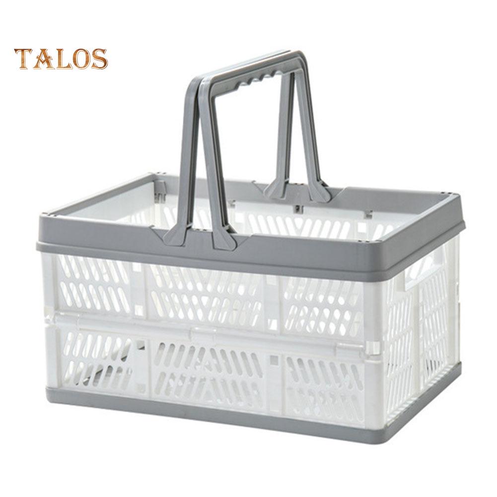 Folding Handle Food Storage Basket Picnic Desktop Organizer Container