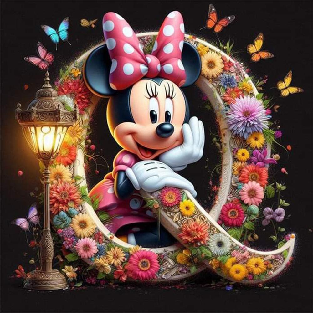 Disney Myszka Miki Malowanie Diamentami Litera Kreskówka Mozaika Diamentowa Kamienie Strass Obrazy Minnie Haft Kwiat Dekoracja Ścienna