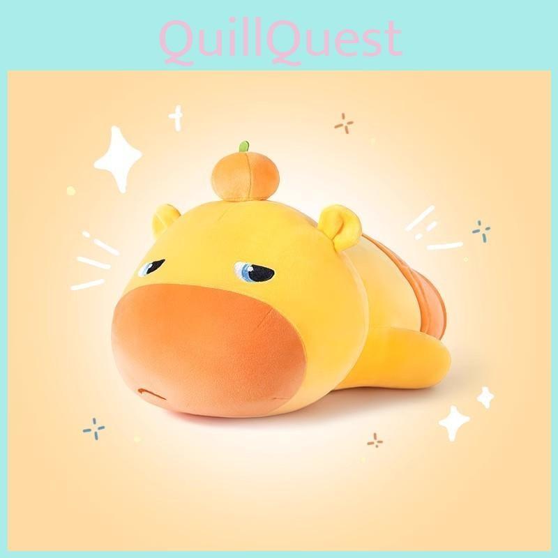 Cuter Plush Capybara Toy Withorange On Top Design For Kids Bedroom Gift Decor