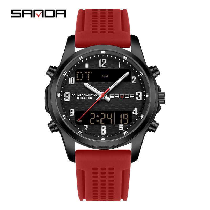 SANDA Multifunctional Luminous Student Watch - Classic, Fashionable, Waterproof with Timer & Alarm.