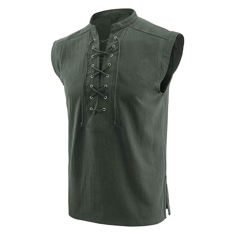 Amazon Medieval Viking Sleeveless Shirt Gothic Victorian Men's Loose Top T-Shirt