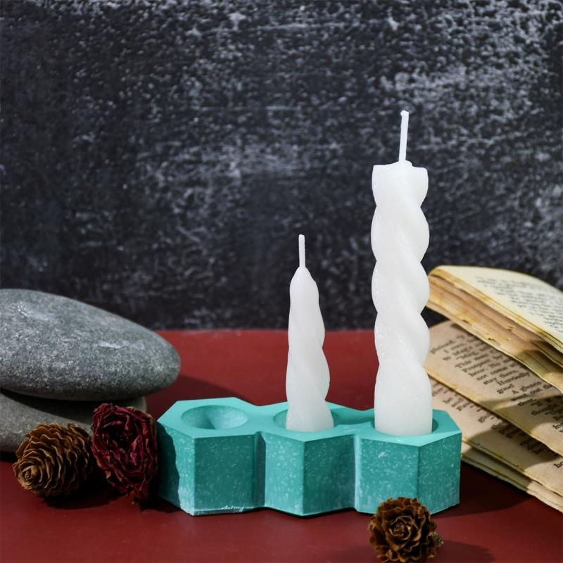 3 Hole Candle Holder Mold Flower Heart Candlestick Silicone Mould Concrete Resin Cast Molds for Wedding Valentines Day
