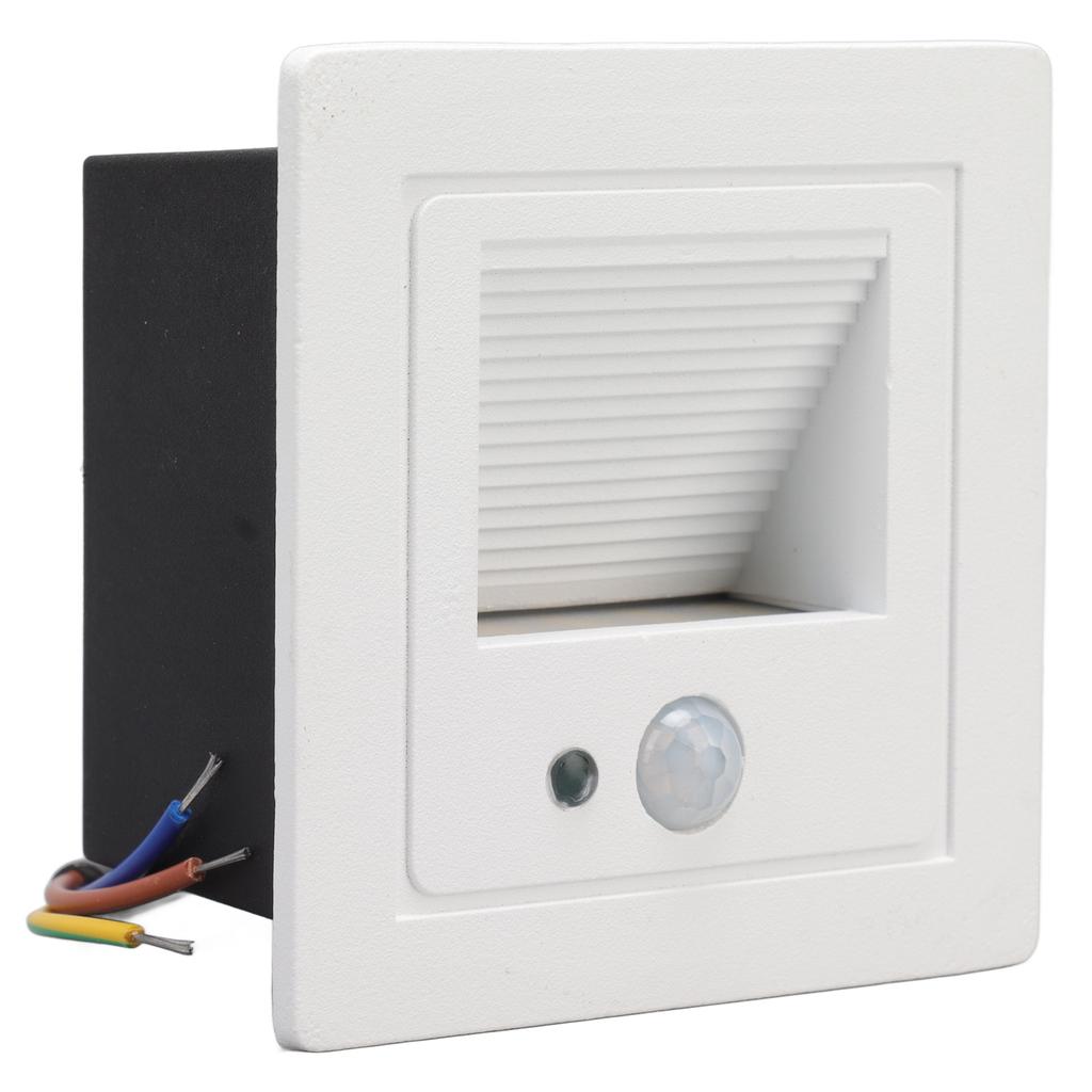 LED Corner Wall Lamp Recessed Warm White Iron Baking Varnish Body Induction Step Light for Stairway 85‑260V