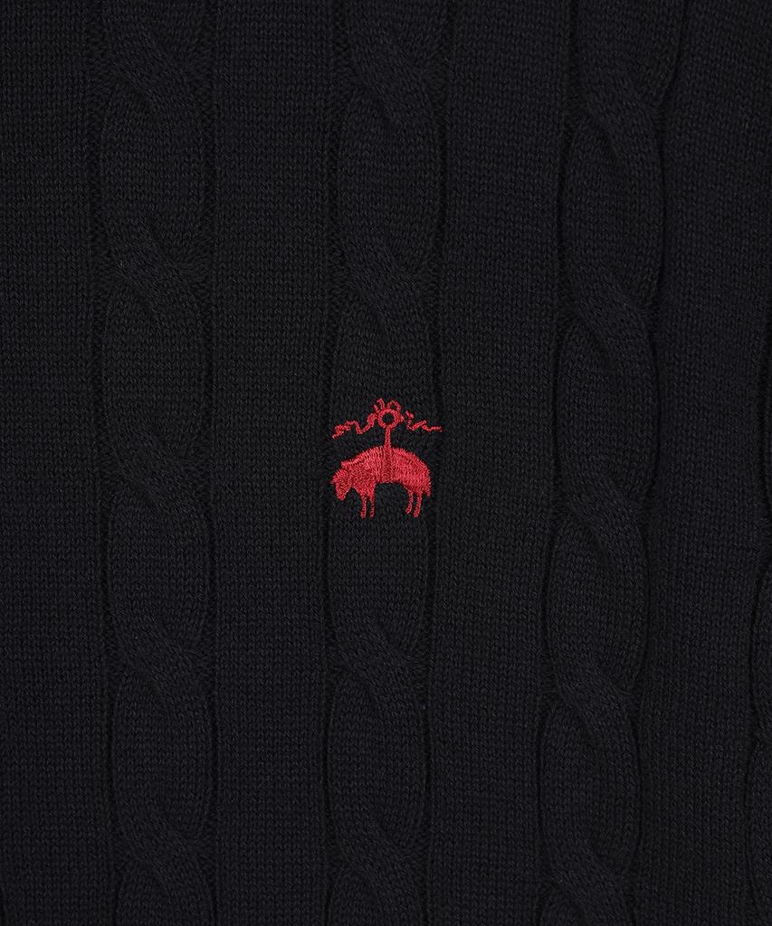 BROOKS BROTHERS Cotton Cable Polo Short Sleeve Sweater (Black) (Bbwtmo204Aufm)