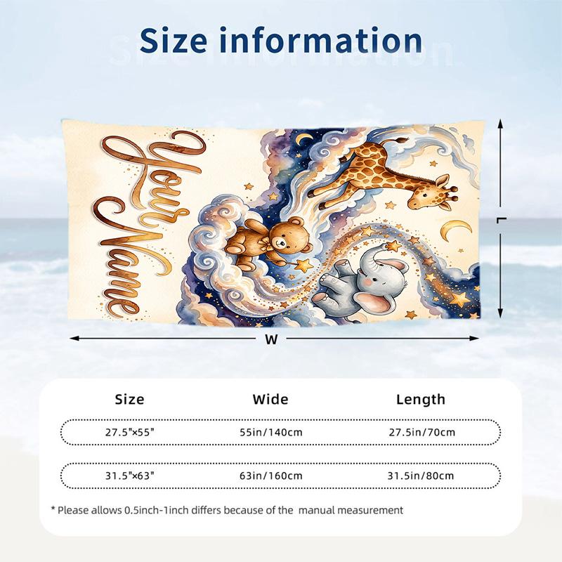 Space Cosmic Theme Beach Towel Personalized Custom Name & Text Soft Quick Dry Beach Towel for Swimming Travel