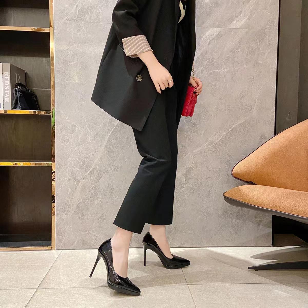 

Осень новые профессиональные тонкий каблук водонепроницаемые настольные рабочие туфли с острым носком высокий каблук женские 34