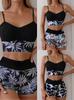 European & American Cross-Border Sexy Two-Piece Swimsuit: Patchwork Strappy Printed Briefs, Conservative Resort Beachwear for Women.