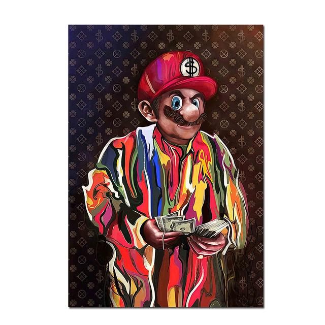 

Рамка из цельного дерева, граффити, мотивационный холст и плакат, настенный художественный принт, вдохновляющий клоун, держащий деньги, картина для гостиной, домашний декор 15*20cm(with frame)