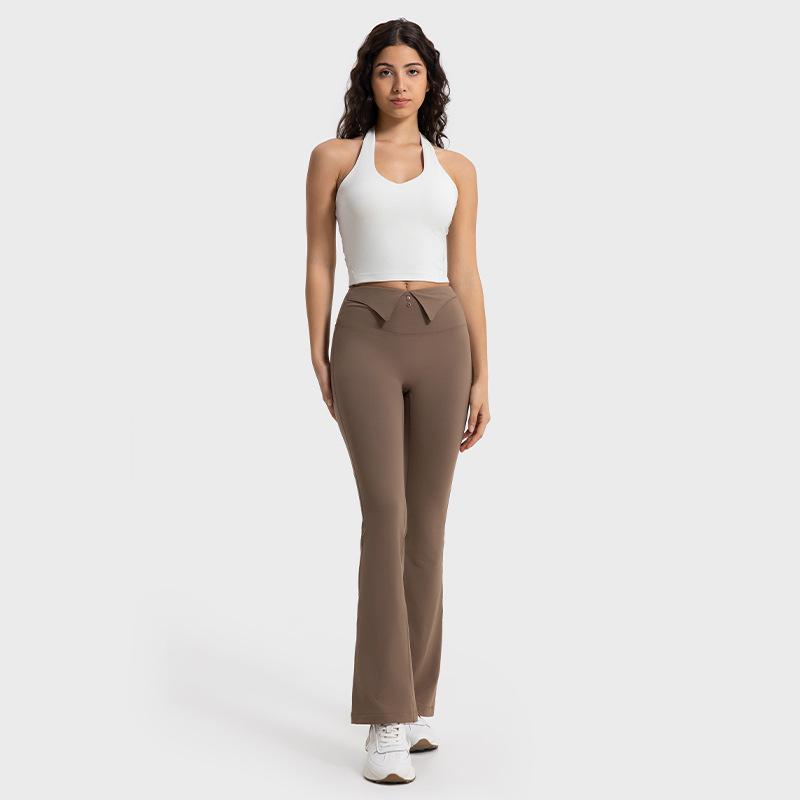 Autumn and winter new waist lapel flared pants velvet yoga pants warm high waist hip lift sports trousers