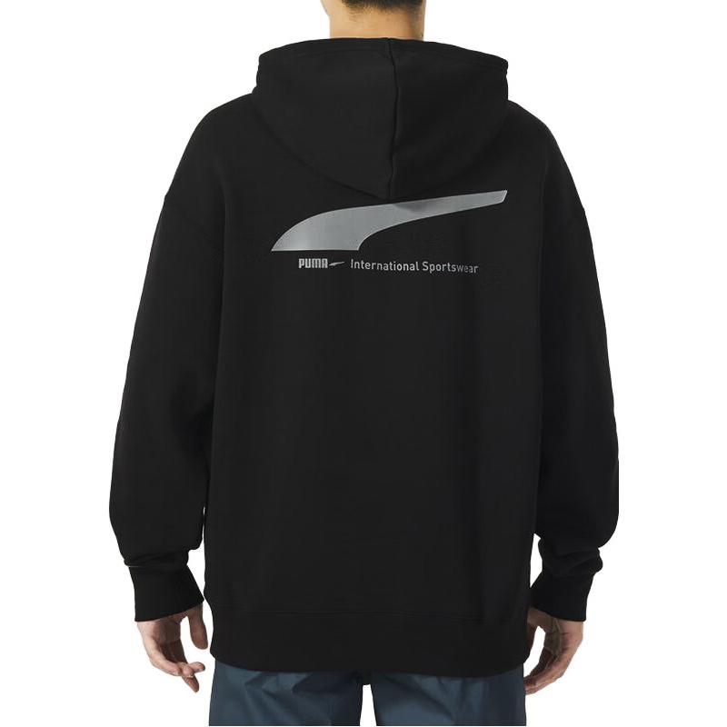 Puma Letter Logo Printed Loose Hoodie Men Hoodies Black 625077-01