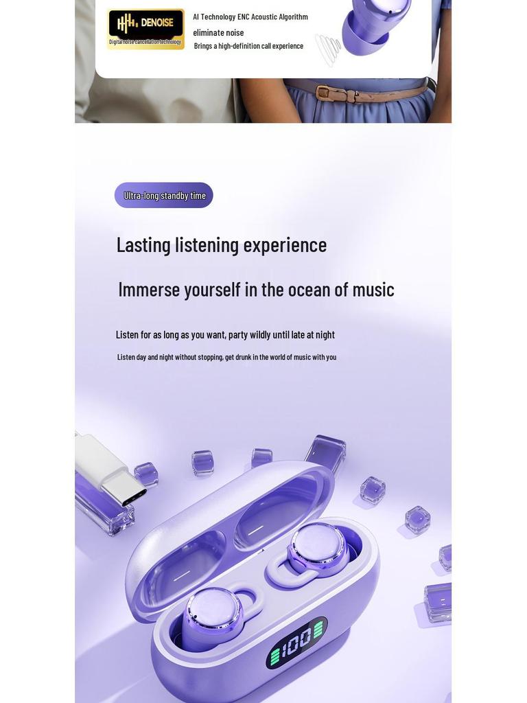 X66PRO 2025 Bluetooth Wireless Earbuds: Noise-Cancelling, High-Quality Sound, Ultra-Long Battery, Ideal for Sleep and Sports.