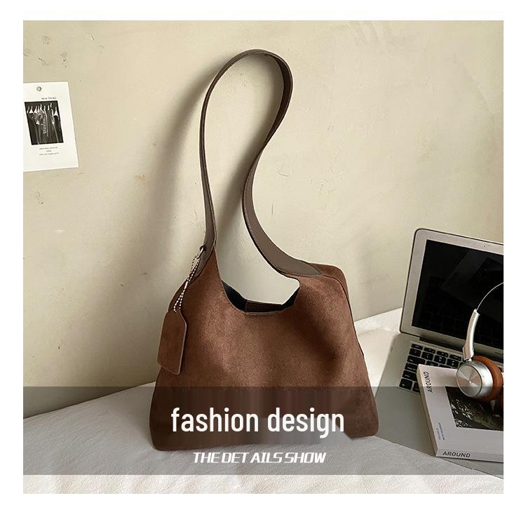 Große Wildleder-Tasche mit Leopardenmuster im koreanischen Stil - Mode Herbst/Winter 2025 Retro Ein-Schulter Umhängetasche für Damen