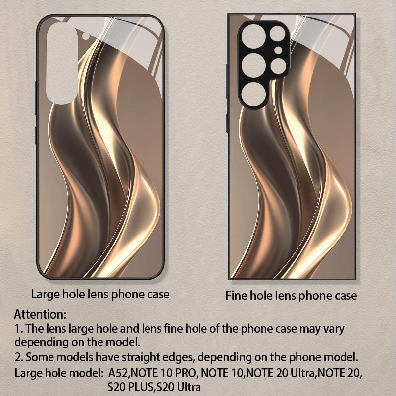 Golden Streamlined Glass Phone Case Suitable for Samsung Galaxy S26 S25 S24 S23 S22 S20 FE/Ultra/Plus Anti Drop Back Cover