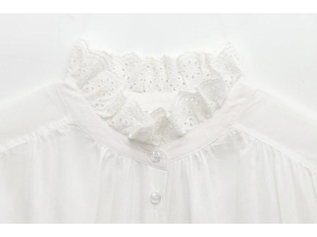 Women's 2025 Spring/Summer European & American Fashion Breathable Embroidered Single-Breasted Top Shirt