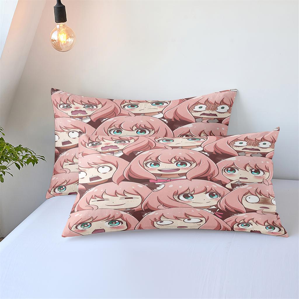 Cute Spy X Family Anime Duvet Cover Kawaii Soft Skin-Friendly Breathable Bedding Set with Zipper for Boys Girls Bedroom Decor