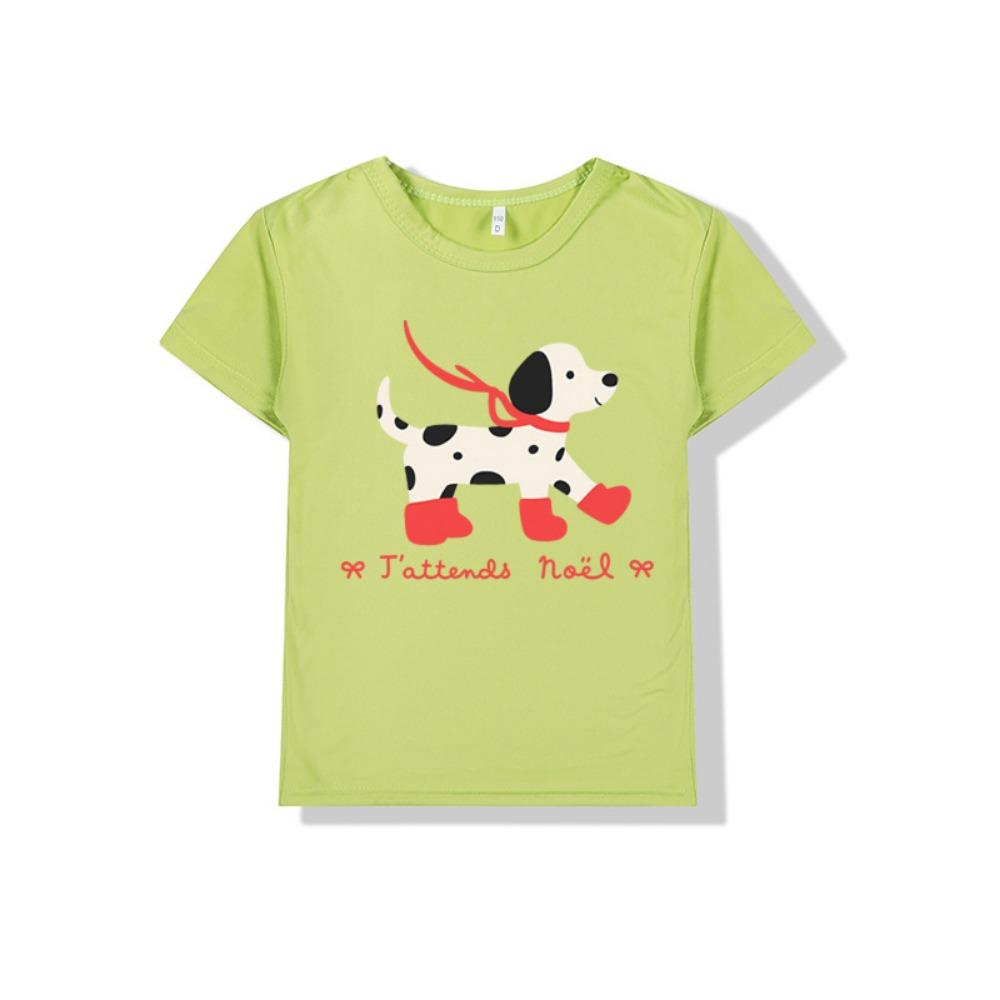 Милая Мультяшная Собачка Напечатанная Детская Футболка Летняя Новинка для Мальчиков и Девочек Чистый Родитель-Ребенок Наряд 110