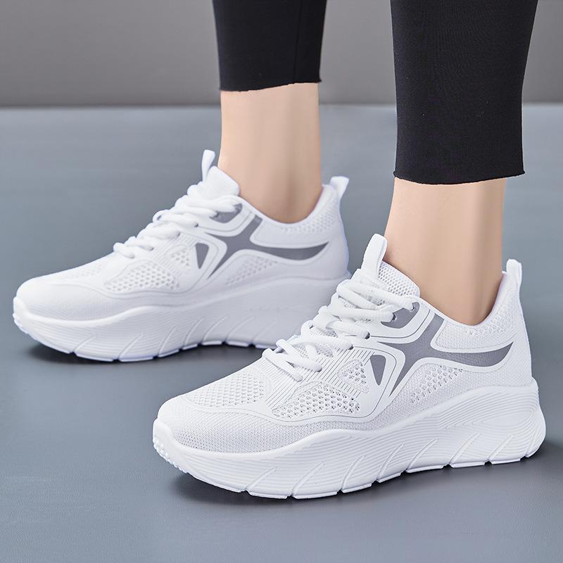 Shoes Women's New Sports Shoes Flying Woven Mesh Shoes Shallow Mouth Lightweight Casual Shoes Comfortable Women's Shoes Versatile Fashion Single Shoes