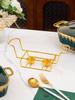 Rectangular Golden Ceramic Baking Casserole Pot with Stand