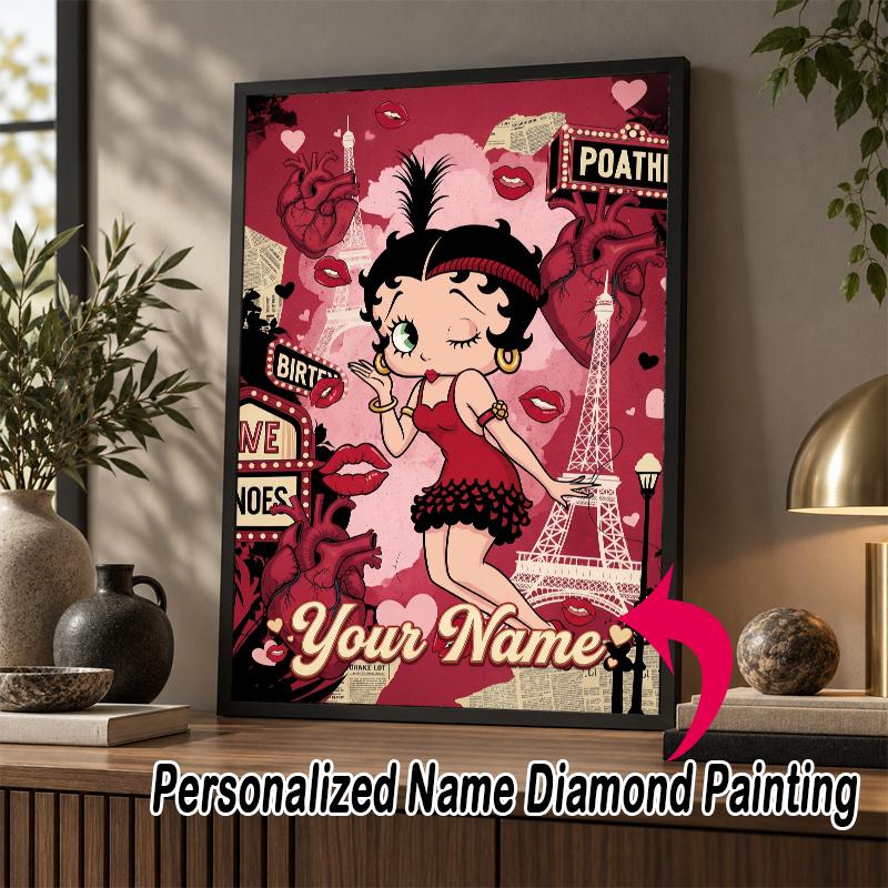 Custom Name Betty Boop 5D Diamond Painting Personalized Full Drill Diamond Art Kit Gift
