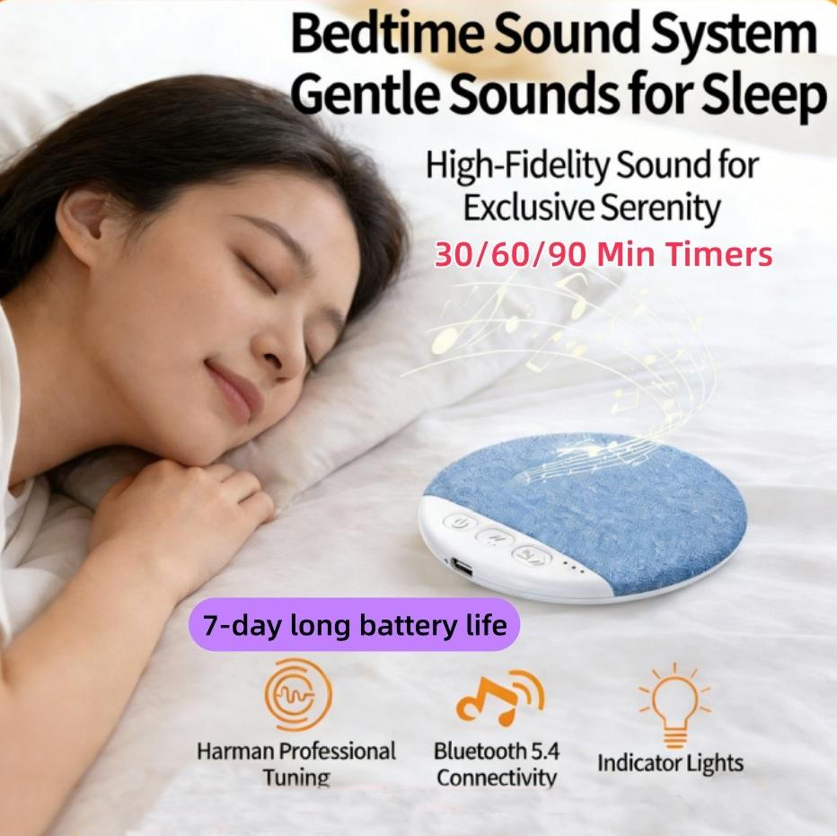 X3pro Mini Sleeping Speaker Bluetooth 5.4 Ultra Thin Bedroom Pillow Speaker Under Pillow Sound Machine with White Noise 30/60/90 Min Timers