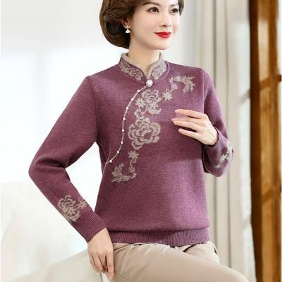 Suéter Plus Size Feminino Outono Inverno Suéter de Pelo de Vison Pulôver Bordado Solto Tricô Flocado Espesso Tops