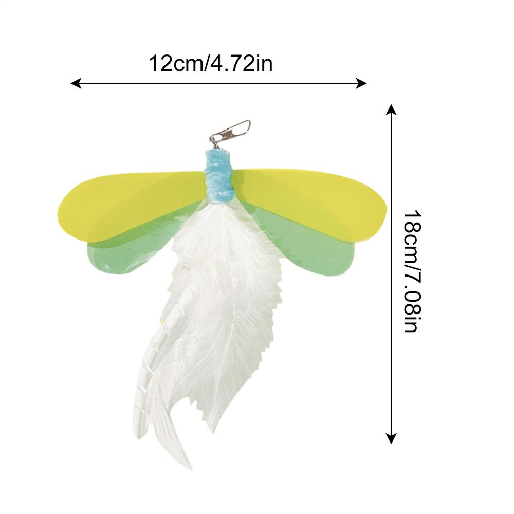 Cat Feather Teaser Cat Toy Dragonfly Shaped Interactive Kitten Feather Stick Cat Toy Feather Replacement For Cat Physical