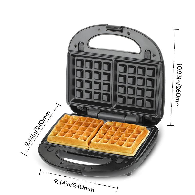 3-in-1 Non-stick Sandwich, Waffle, and Grill Maker with Detachable Plates