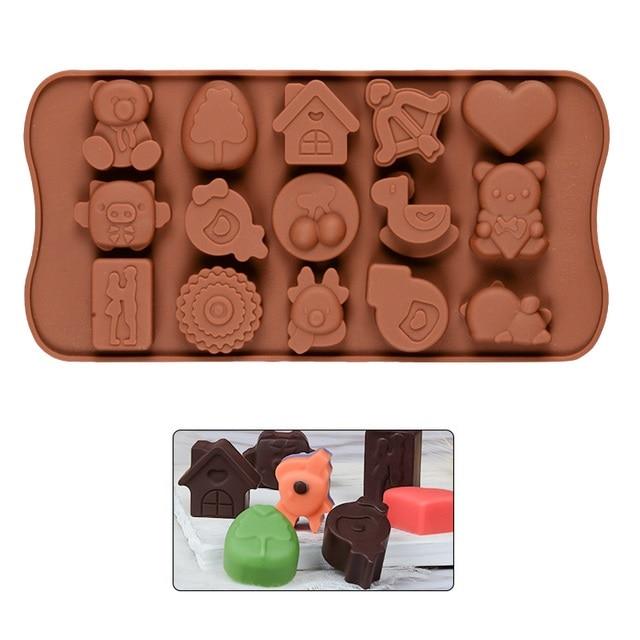 Original Deals Silicone Mold for Chocolate Candy Jelly Ice Cubes 21x10x1cm Heart Star Multi-Symbol Kitchen Baking Tool