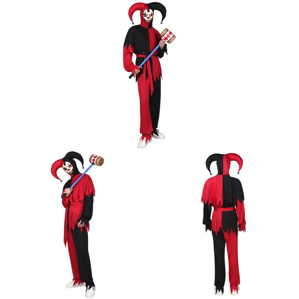 Set Costume Clown Horror di Halloween in Tessuto Poliestere per Cosplay e Feste a Tema