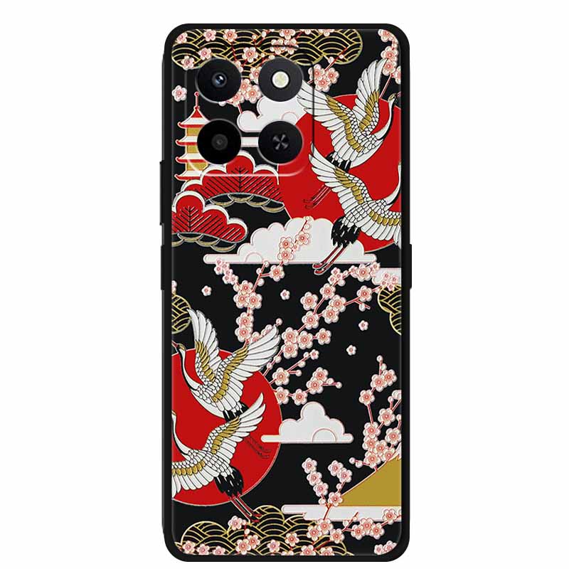 3D Case For Honor X7d 5G Case X 7 d Coque 6.77" Emboss Flowers Black Silicone Soft Back Cover For Honor X7d 4G Cases Shell Funda
