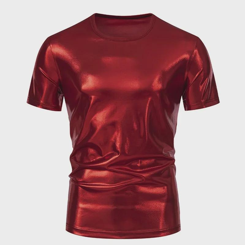 Men's Shiny Stage Style Short Sleeve Round Neck T-Shirt