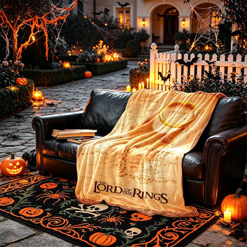 1pc Lord Rings Vintage Map Blanket, Home Printed Throw Blanket - Soft Blanket Gift for Family, Washable Sofa Bed Blanket