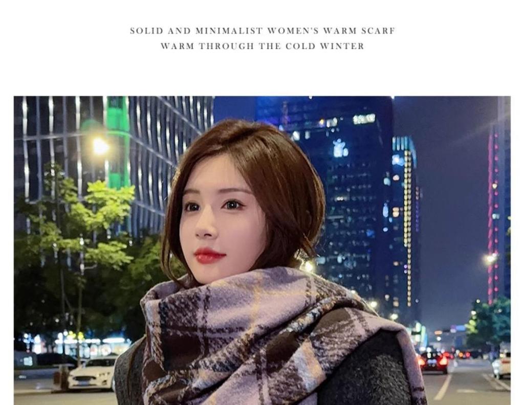 Women's Winter Christmas Plaid Scarf - Korean Fashion, Thick Warm Imitation Cashmere Shawl with Tassels