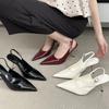 Fashion Designer High Quality Women Pumps 2025 Sexy Pointed Toe Belt Buckle Thin Low Heels Elegant Slingbacks Prom Shoe Zapatos De Mujer